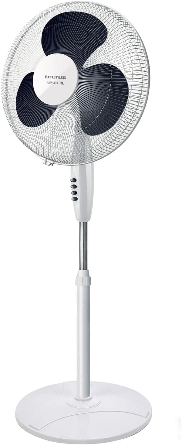 Taurus - Ventoinha de pé Greco 16CR Pure 40W | 3 velocidades | 3 pás | função oscilante | base antiderrapante, grade eletrosoldada removível, pega de transporte, alumínio