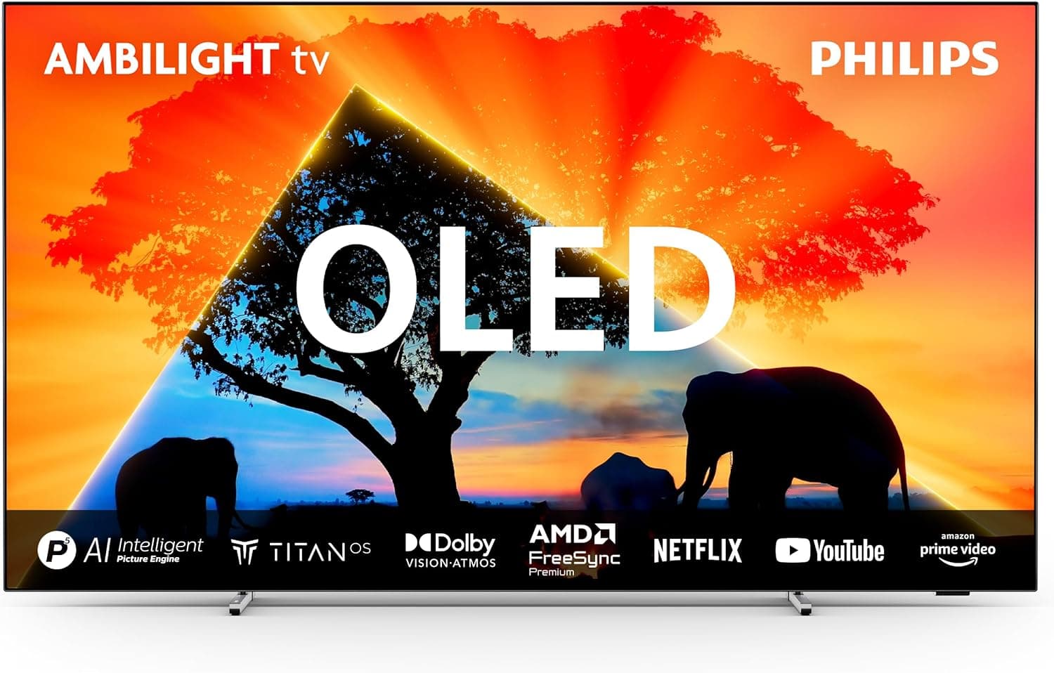 Philips Ambilight 55OLED769: Smart TV 4K OLED, ecrã de 55 polegadas com P5 AI Picture, Titan OS, Dolby Vision e Dolby Atmos Sound, funciona com Alexa e Google Assistente - moldura metálica