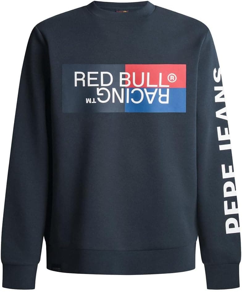 Red Bull Racing X Pepe Jeans RBR Colour Block Graphic Crew Sudadera para Hombre S Blue (Dulwich Blue)