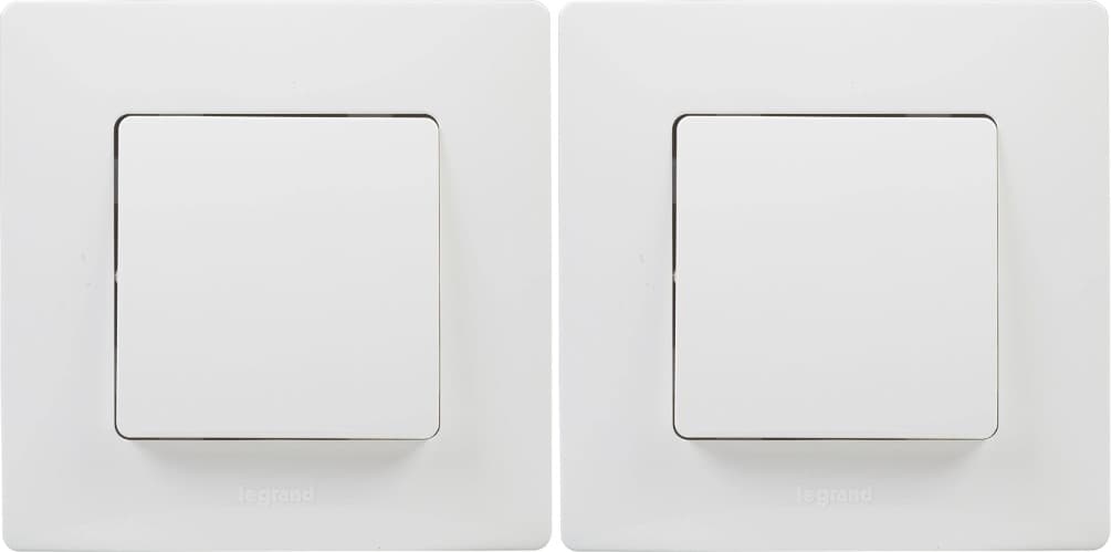 LEGRAND Interruptor comutador 10A, gama Niloé Monobloc, mecanismo completo com moldura, branco, 396450