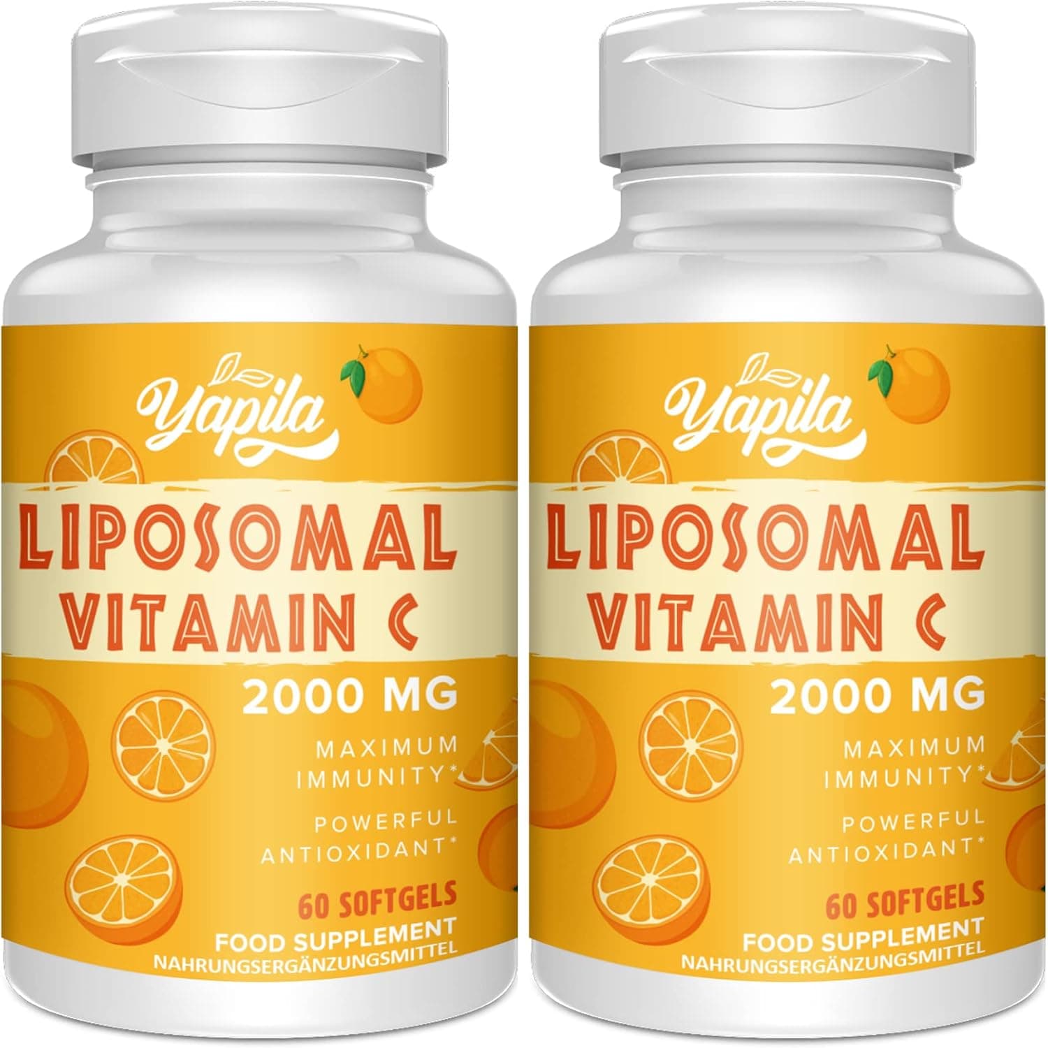 Cápsulas de vitamina C lipossomal de 2000 mg (2 embalagens), absorção máxima, vitamina C altamente concentrada, asgravato, suplemento antioxidante, livre de soja