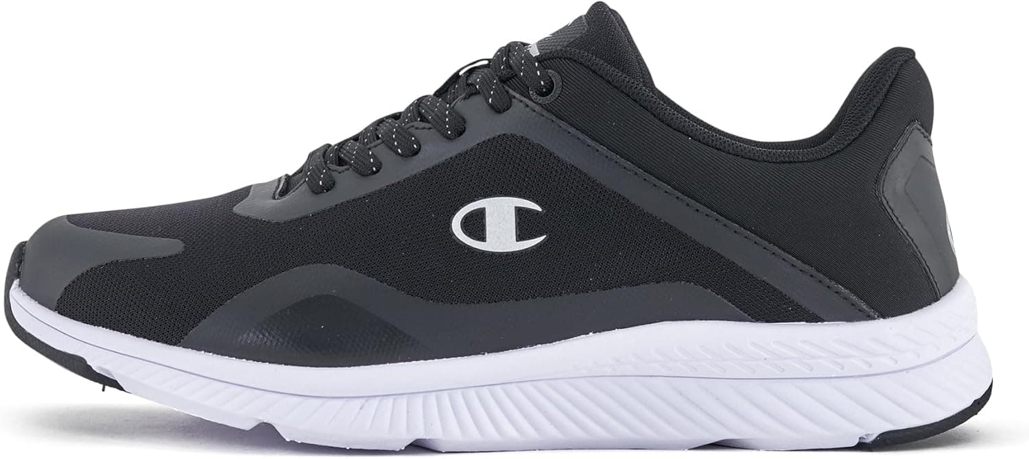 Champion Orion Mulher | Sapatilhas pretas e brancas estilo corrida com sola sintética e design leve