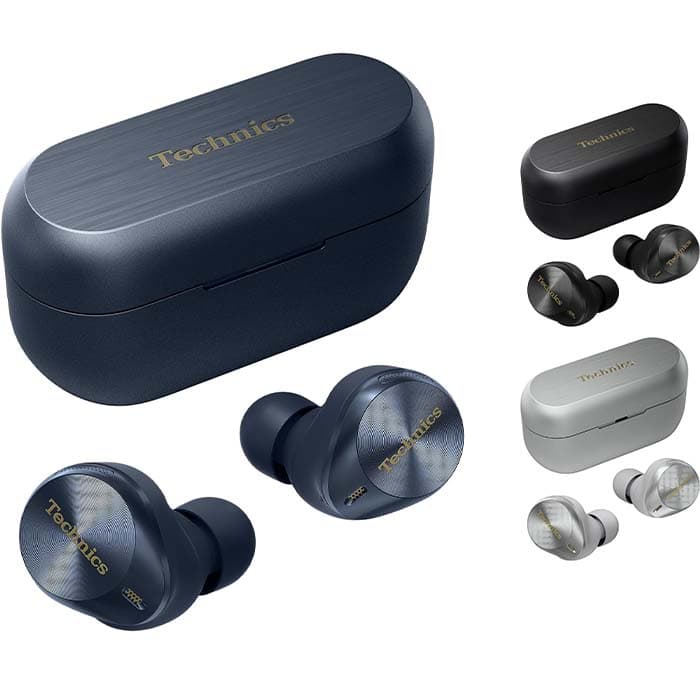 Technics EAH-AZ80E-A Auriculares sem fios com cancelamento de ruído, Bluetooth, auriculares intra-auditivos com microfone, ajuste personalizável, até 7 horas de reprodução, azul meia-noite