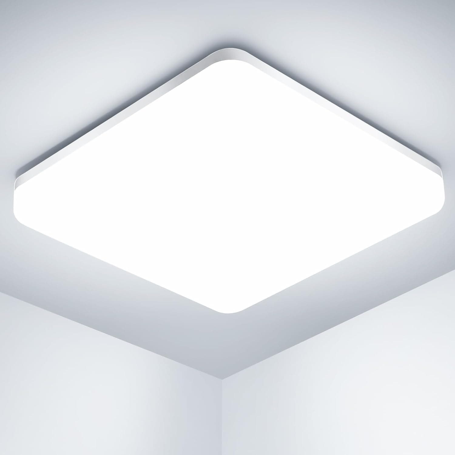 OUILA Plafon LED teto, 20 W 2000LM 6500 K candeeiros de teto, IP44 branco frio quadrado ultra fina luz LED teto para sala de estar casa de banho varanda quarto corredor cozinha