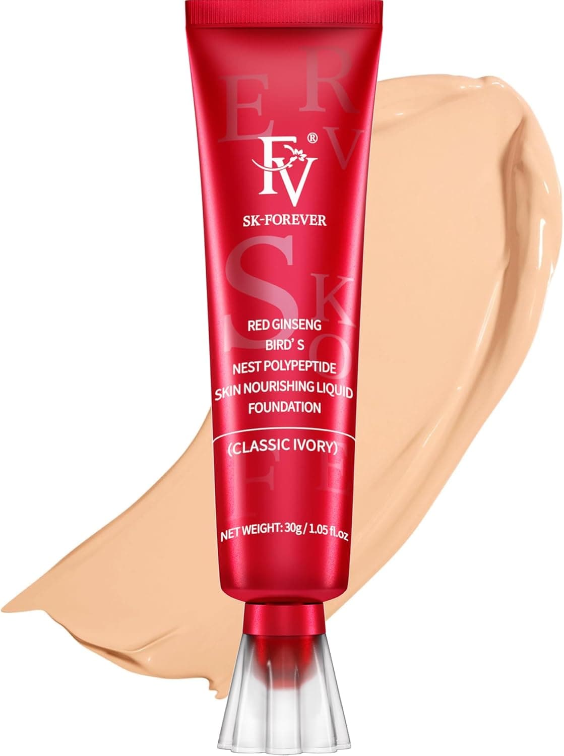 FV Base de maquilhagem de longa duração, base de maquilhagem mate de alta cobertura, Flawless base de maquilhagem para pele gorda, Classic Ivory, 30 ml