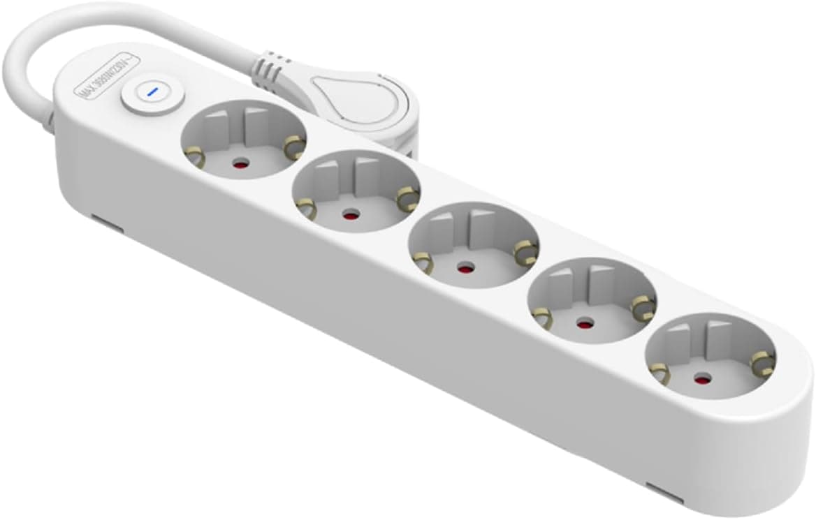 Silver Electronics - Base elétrica multitomada Protek Plus 5 tomadas com interruptor cabo 1,5 m IP20 branco