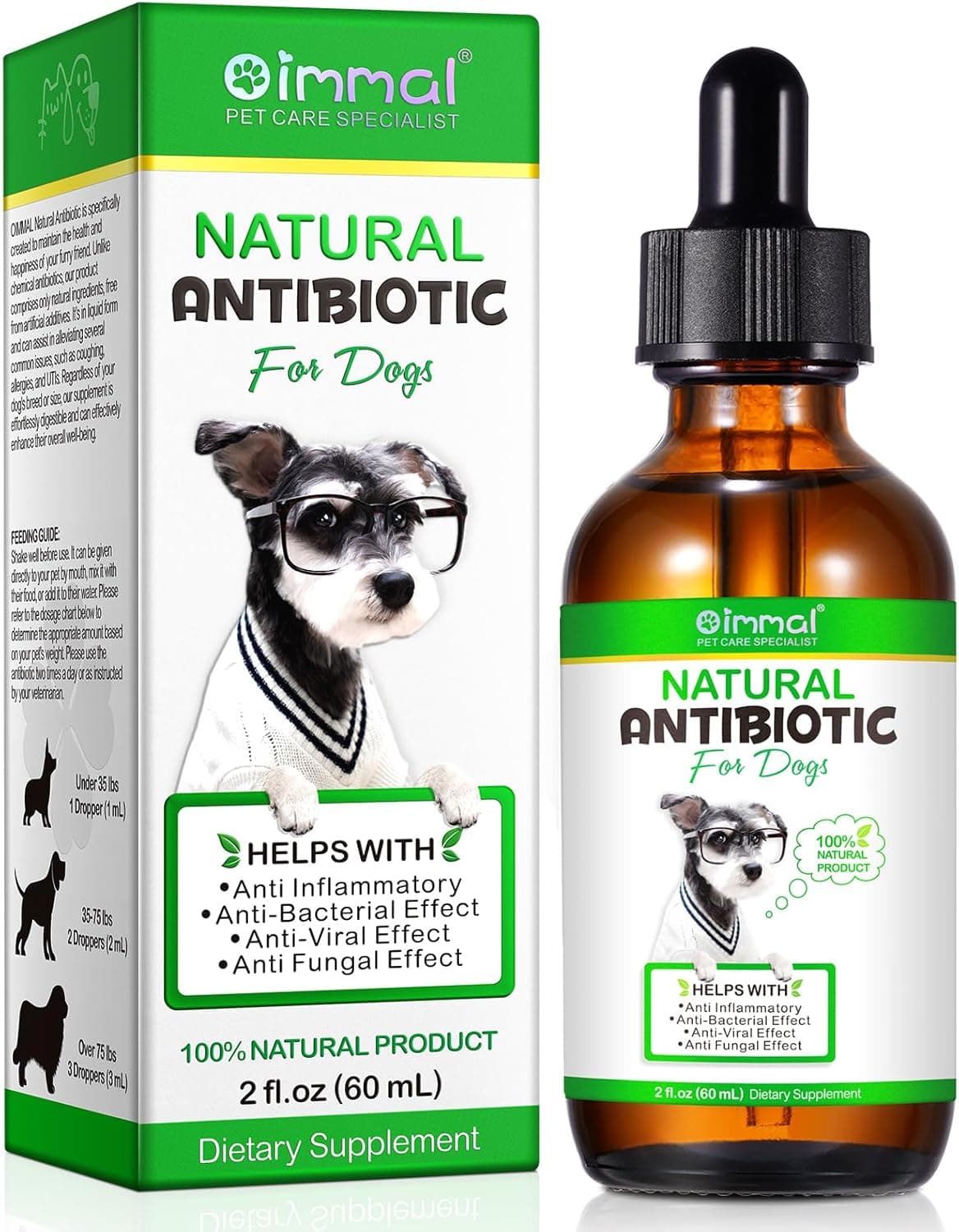 JSBNQRMZ Antibiótico natural para cães, 60 ml, alivia a comichão - ajuda a aliviar a alergia canina, efeito antibacteriano