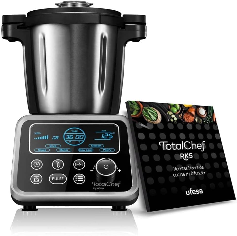 Ufesa Totalchef Robot de cozinha com vários programas de cozinha, potência de 1700 W, ecrã LCD, inclui receitas e balança integrada, jarro de 3,5 l
