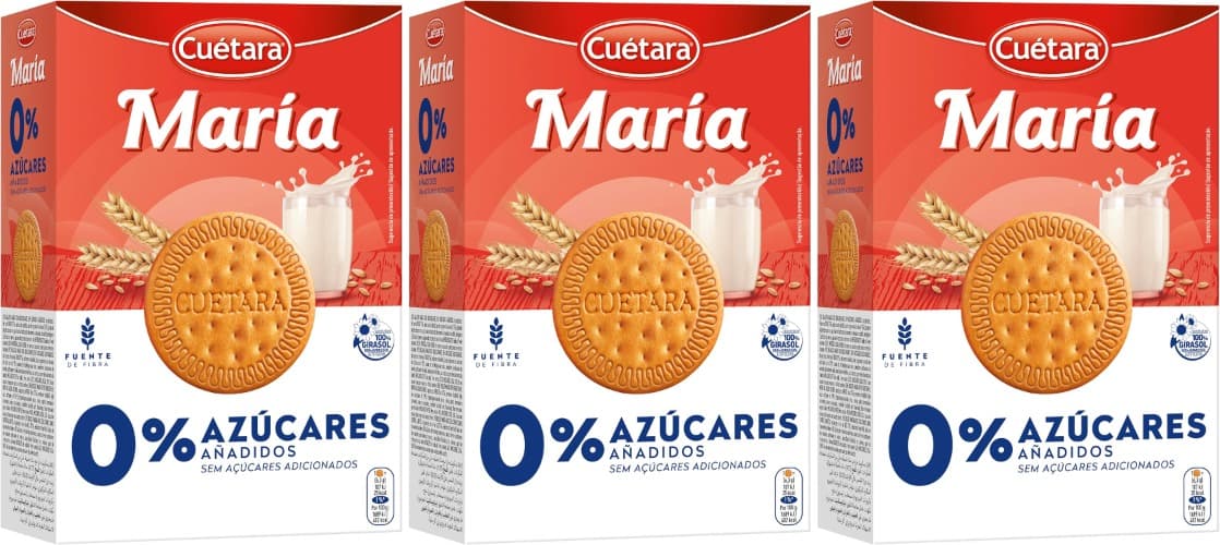 Cuétara Bolacha Maria 0% açúcares, 400g x 3