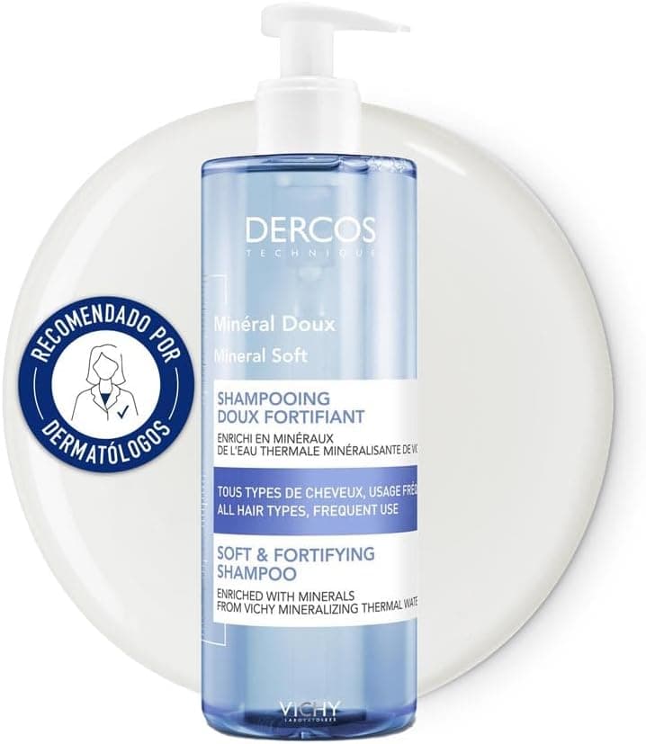 Vichy Shampoo de uso frequente, limpeza suave e eficaz, cabelo mais saudável, forte e brilhante, fórmula hipoalergénica, mineral, Dercos Technique, 400 ml