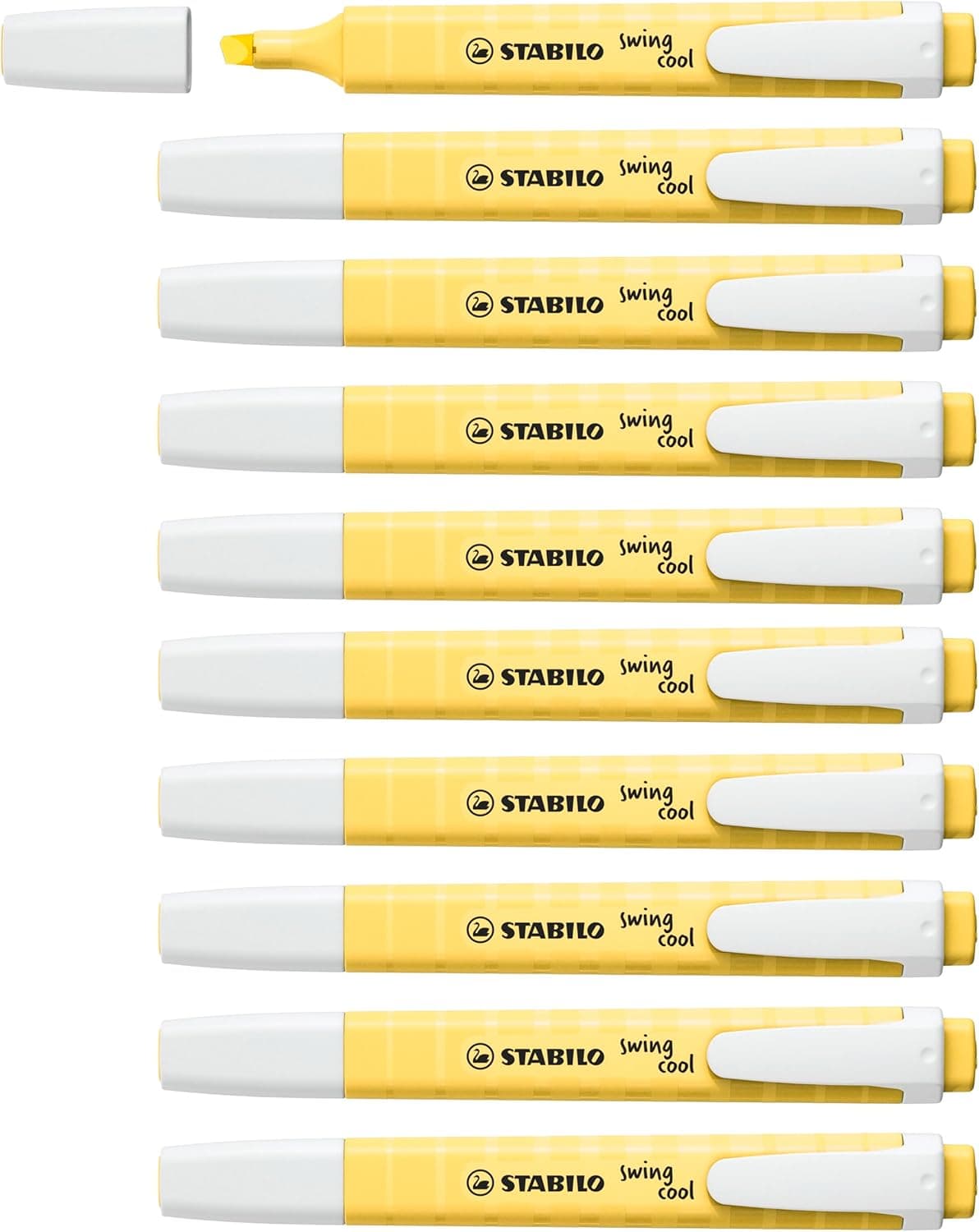 STABILO Swing Cool Pastel | Caixa com 10 marcadores amarelo cremoso