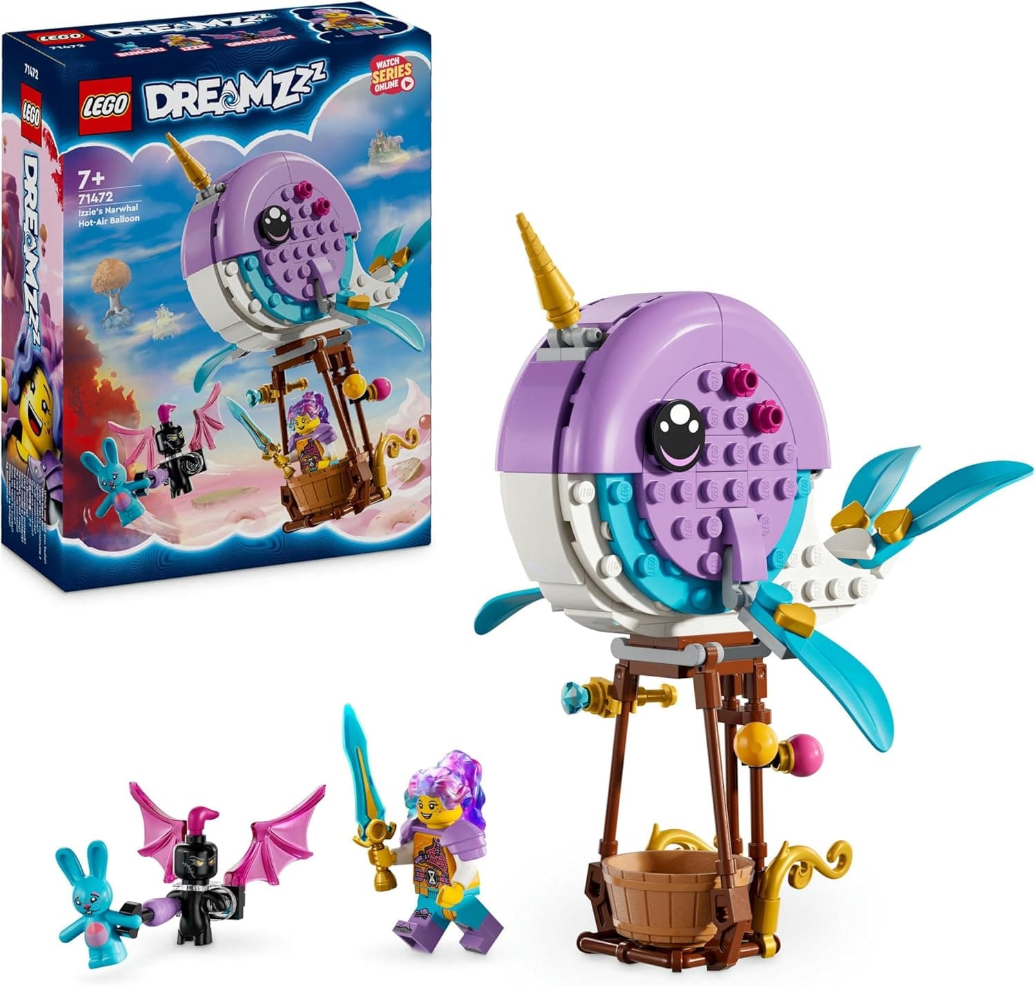 LEGO DREAMZzz Izzie 2 em 1, brinquedo de animal marinho, salva o coelho Bunchu de um Grimspawn, figura de baleia transformável, ideia de presente para meninas e meninos de 7 anos ou mais 71472
