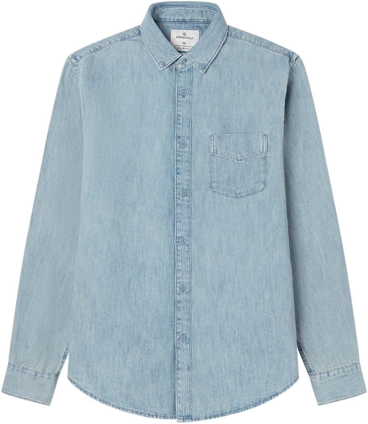 SPRINGFIELD Denim Basic Stripes | Camisa em ganga para homem