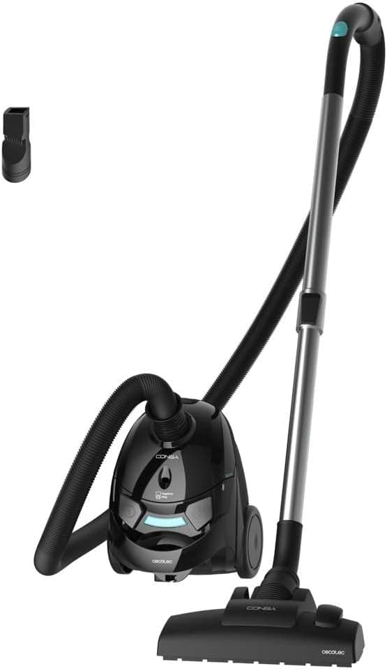 Cecotec Aspirador de trenó com saco de 2 l Conga Powerbag 2000. 800 W, filtragem de alta eficiência, tubo telescópico metálico, inclui acessórios adequados para móveis e cantos