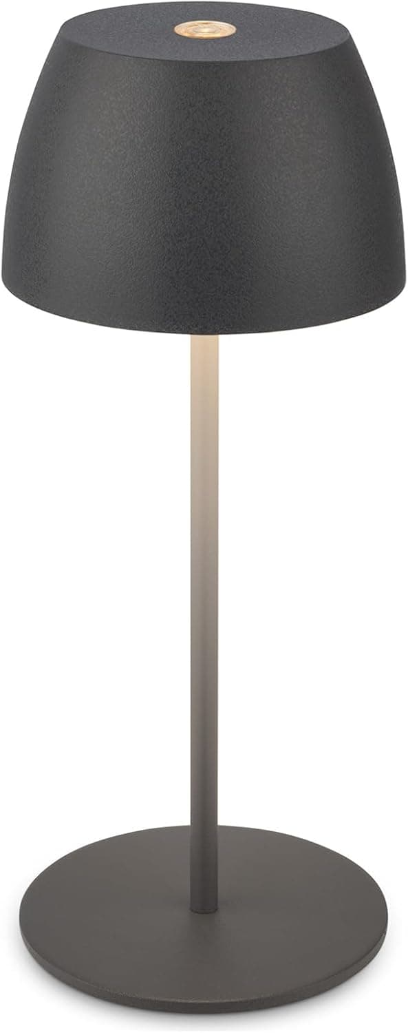 BRILONER - Mini candeeiro LED de mesa sem fios IP44 tátil, com regulação contínua da intensidade da luz, candeeiro de mesa recarregável, 8 x 20 cm (DxH), antracite