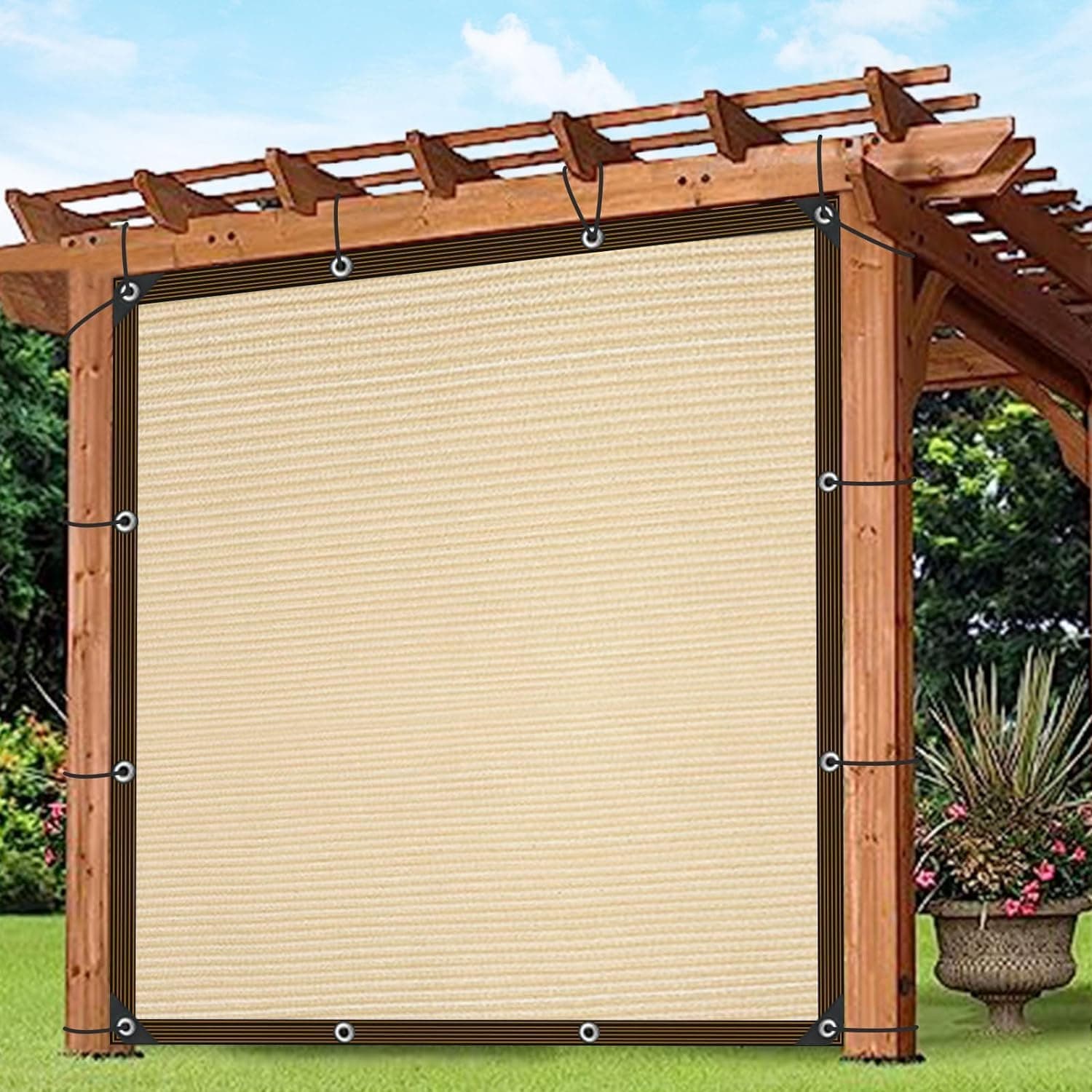 ZOZIJIU | Toldo retangular com ilhós em tecido respirável para proteção solar em jardim, varanda ou terraço 2x5 m
