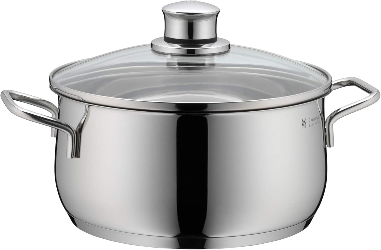 WMF Diadem Plus | Tacho baixo em aço inoxidável 4,5 L com tampa de vidro, adequado para todas as cozinhas, 24 cm