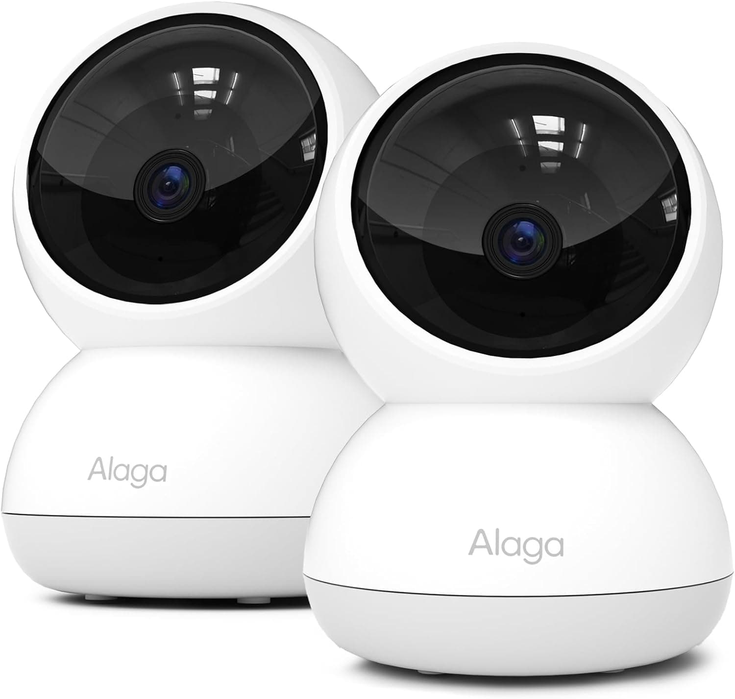 Alaga Câmara de segurança 3K Pan and Tilt, câmara Wi-Fi interior, videovigilância com AI para reconhecimento de pessoas animais, assistência por voz, visão noturna branca (2 embalagens)