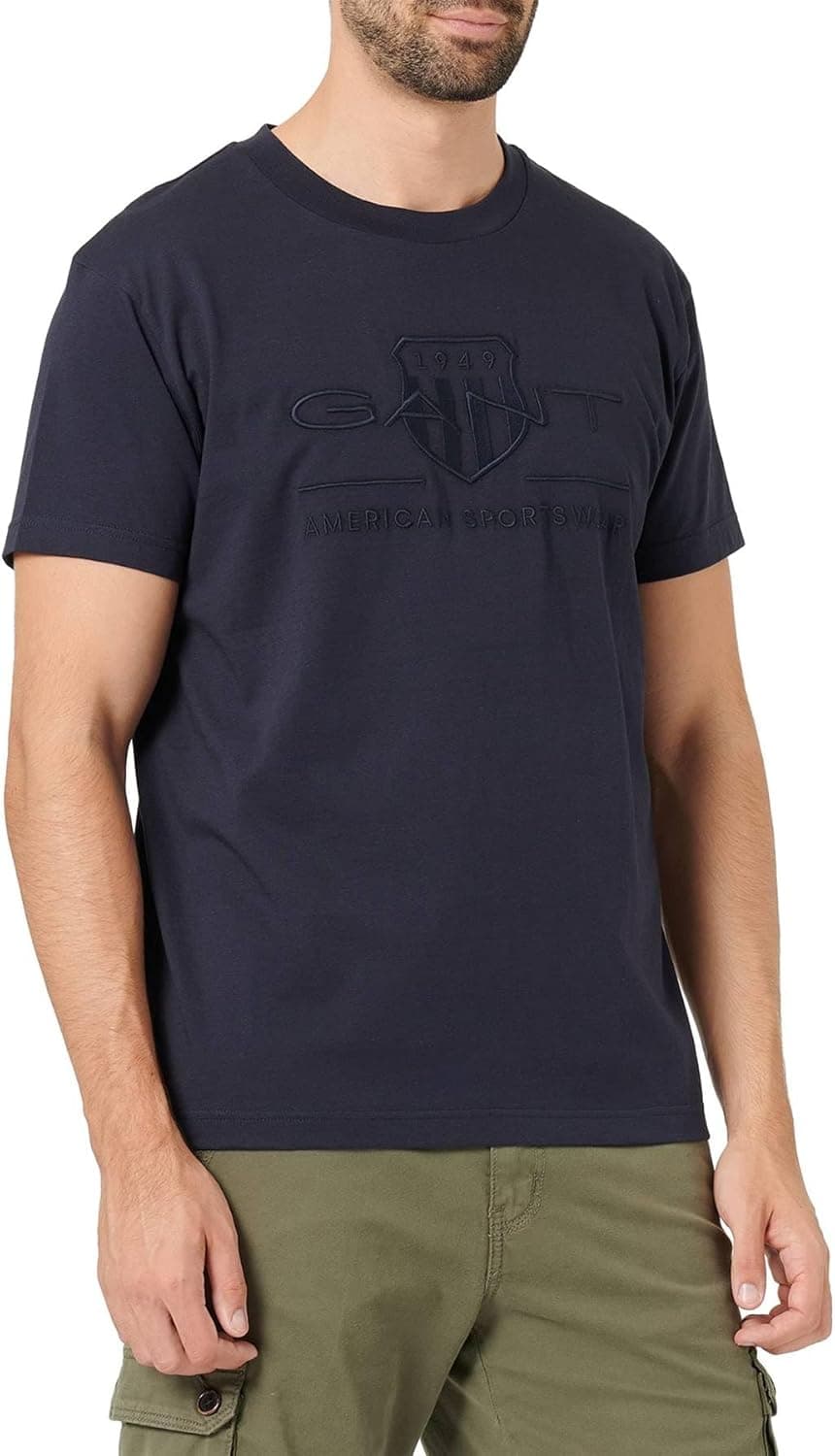 GANT Reg Tonal Shield SS | T-shirt de manga curta em algodão com gola redonda para homem