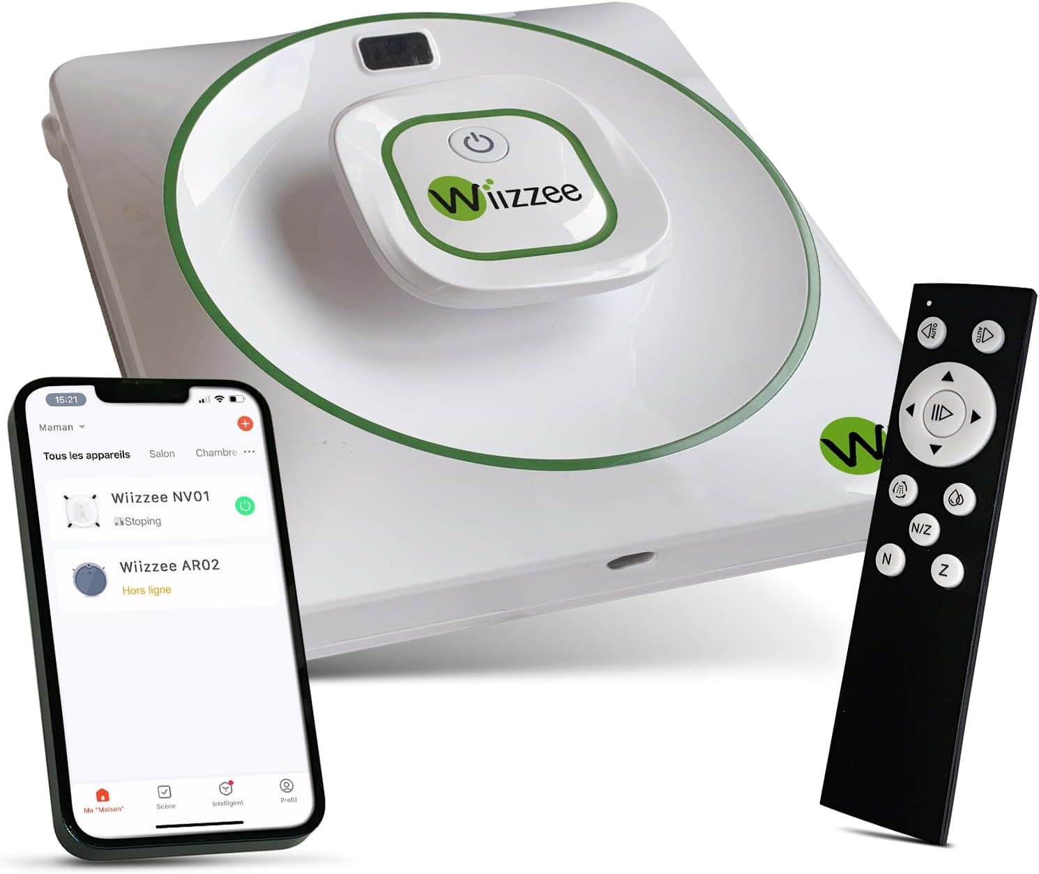 Wiizzee Robot limpa-vidros NV01, pulverização automática inteligente, 3 modos de limpeza (N, Z, N/Z), num local de controlo remoto / sua App