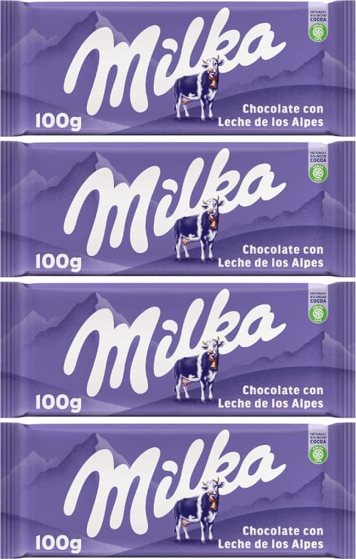Milka, Tablet de chocolate com leite dos Alpes, 100 g x 4
