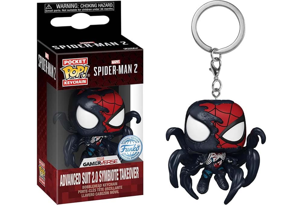 FUNKO Pop! Keychain: SM2VG - Spider-Man - Advanced Suit 2.0 Symbiote Takeover - Spider-Man 2 Video Game - Minifigura de vinil colecionável porta-chaves original