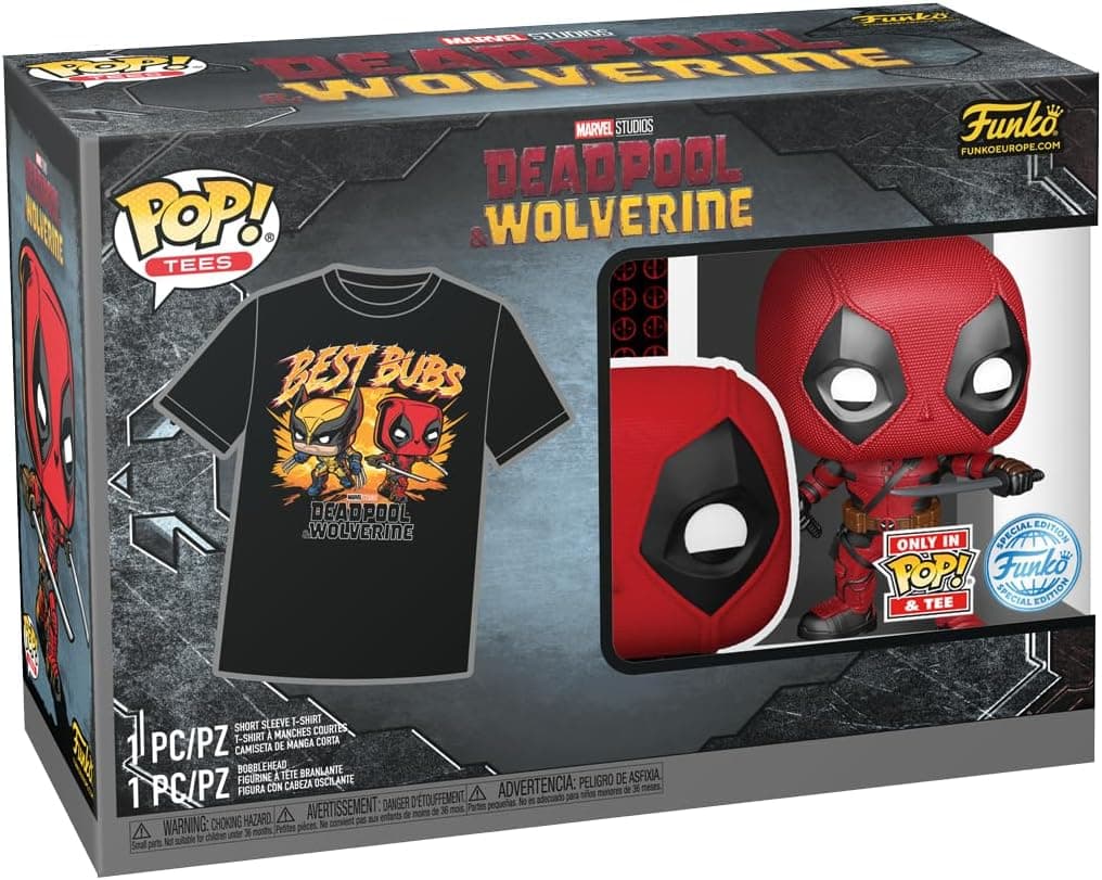 Funko Pop! & tee: Deadpool 3 - L - T-shirt, flanela - roupa com figura de vinil colecionável - ideia de presente - brinquedos e t-shirt de manga curta para adultos homens e mulheres - fãs de filmes