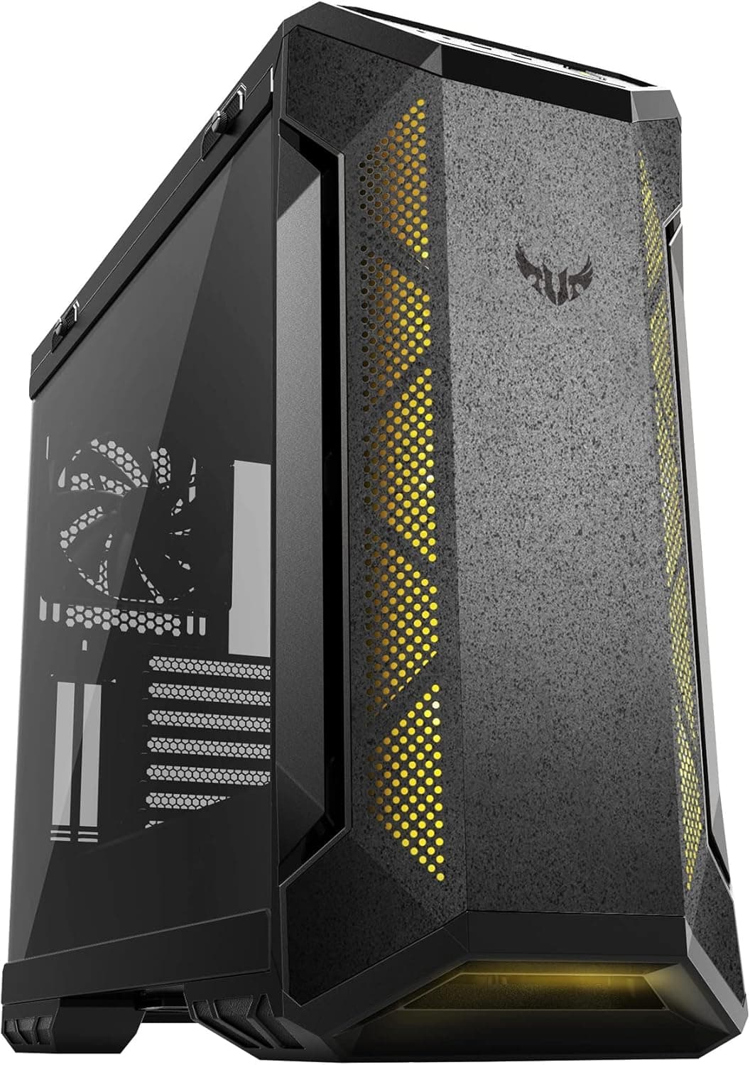 ASUS TUF Gaming GT501 Chassis Gaming EATX, painel metálico frontal, lateral de vidro, ventilador RGB de 120 mm, radiador de 140 mm, ventilador PWM, USB 3.1 Gen. 1, preto