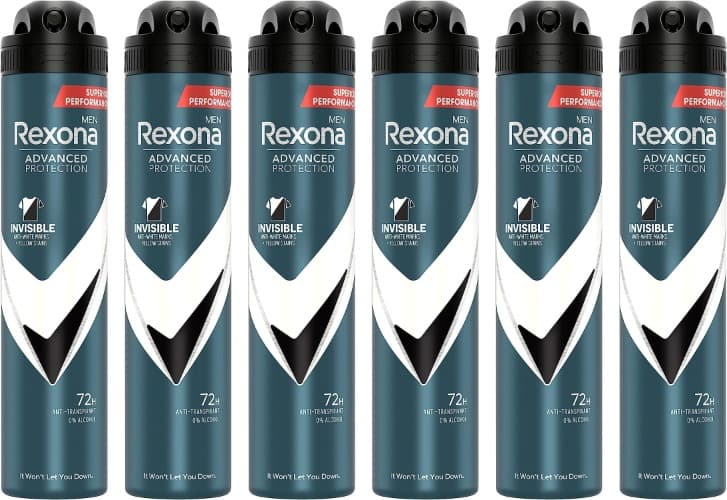 Rexona Invisible Black & White | Desodorizante antitranspirante em spray para homem 200 ml x 6