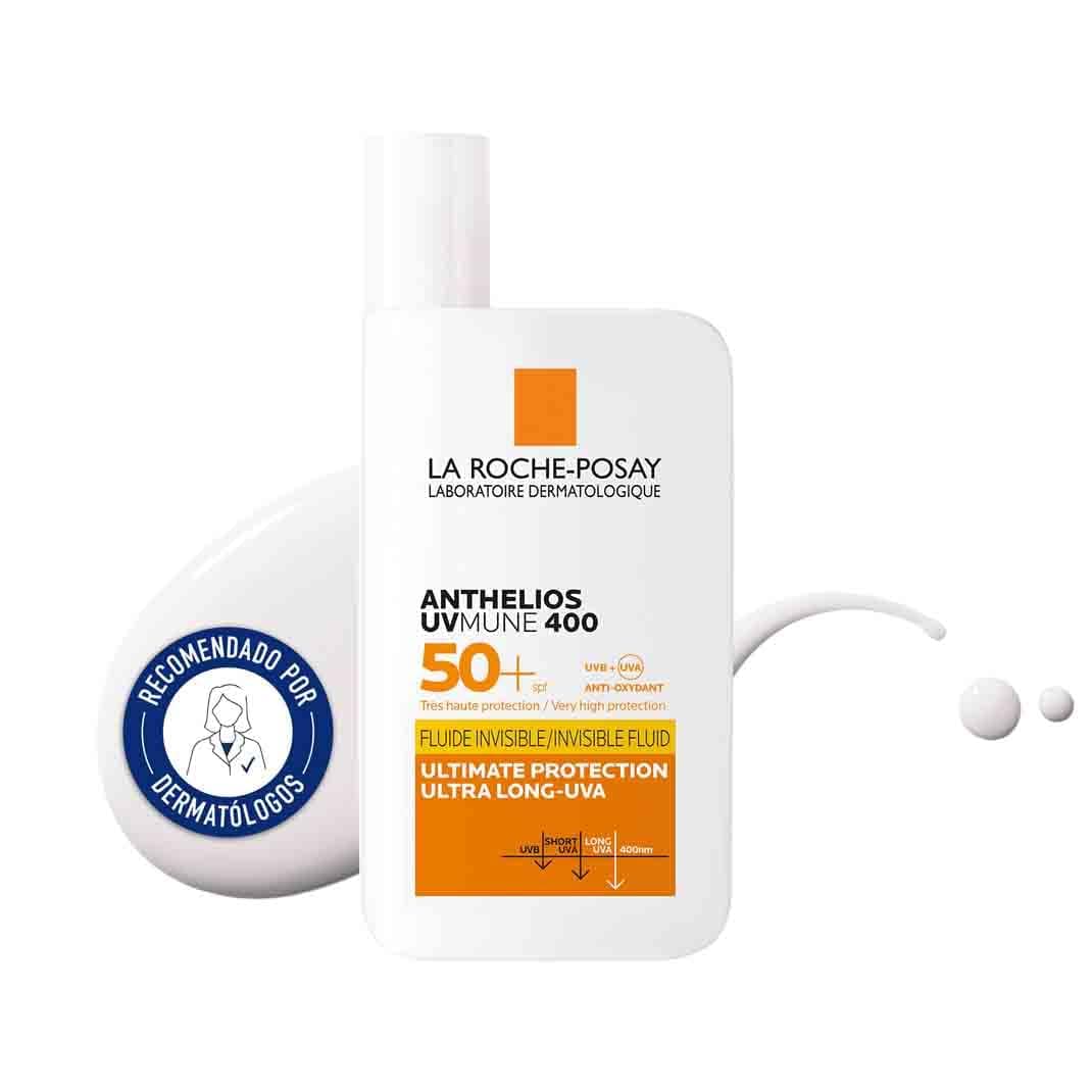 Protetor Solar La Roche Posay, FPS 50+, Previne o Stress Oxidativo, Resistente à Água, Suor e Areia, Fórmula com Mexoryl 400, Fluido Invisível, Anthelios UV-MUNE 400, 50 ml