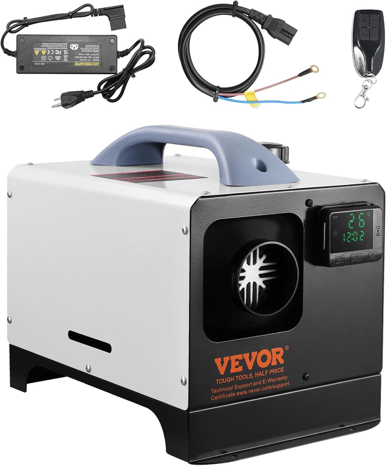 VEVOR Aquecedor a diesel tudo em um 5-8 kW aquecedor de ar diesel 8-36 °C ajustável com ecrã LCD controlo remoto baixo consumo de combustível portátil para interior de camião caravana auto-caravana