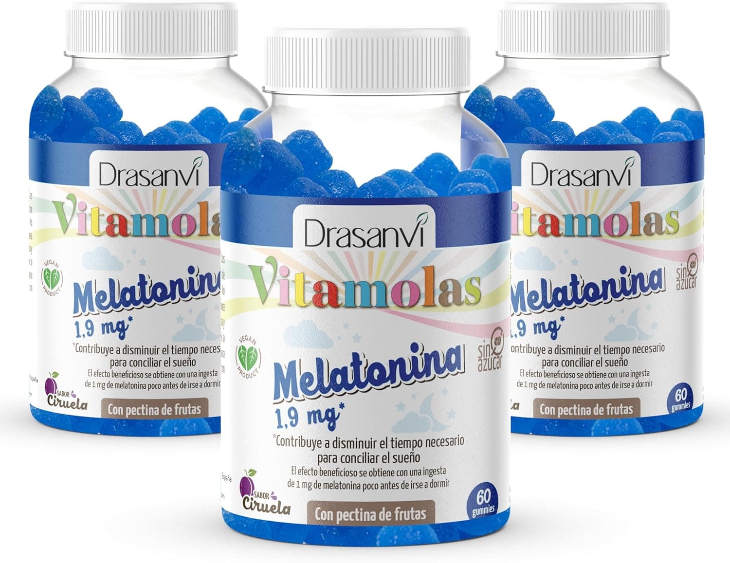 DRASANVI gomas de melatonina Ajudam a dormir, sonho de qualidade, 1,9 mg de melatonina cada | Vegan | sabor ameixa | 3 x 60 Gominolas para dormir