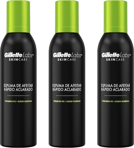 Gillette Labs Espuma de barbear leve de rápido claro para homem, protege e cuida da pele, 240 ml x 3