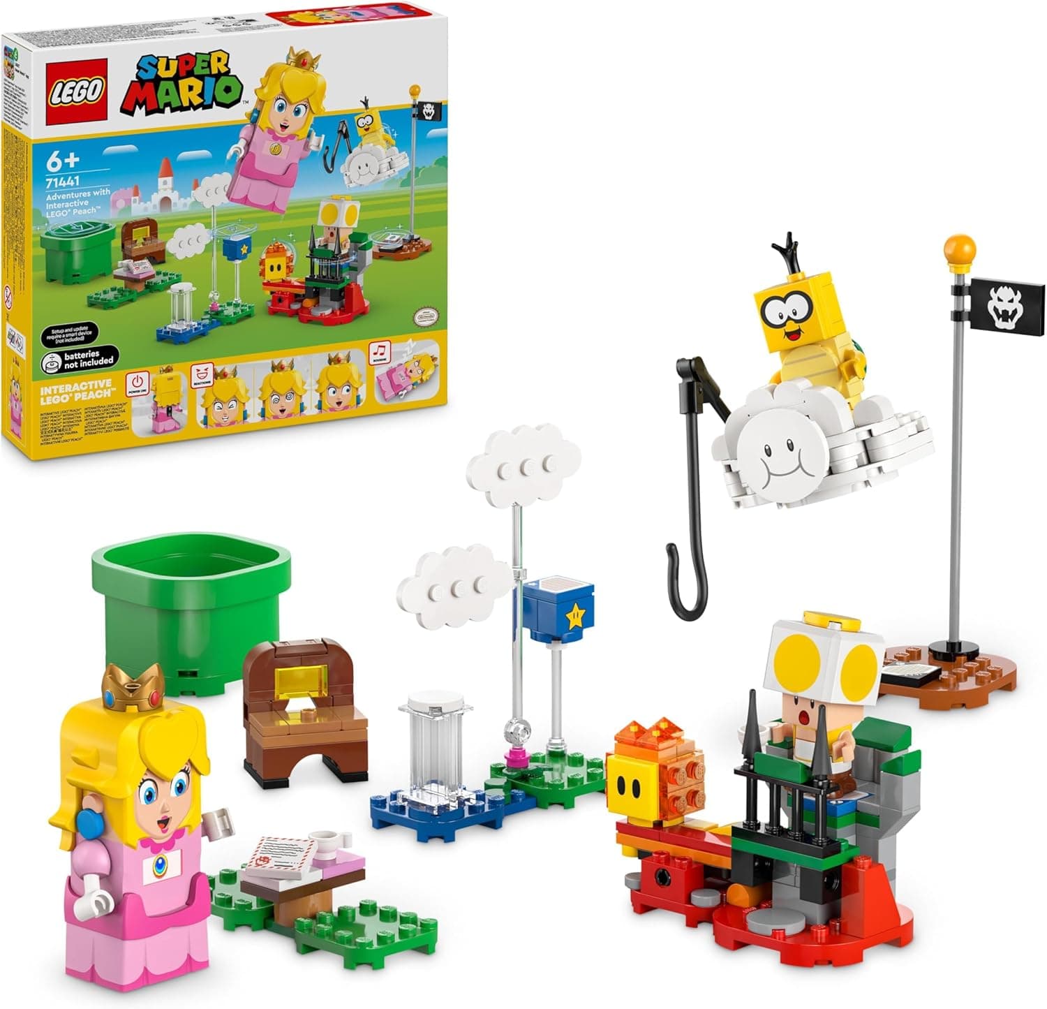 LEGO Super Mario Aventuras interativas Peach brinquedo de construção infantil de videojogo da Nintendo, figura de Toad amarelo, presente Gamer para meninas e meninos de 6 anos ou mais 71441