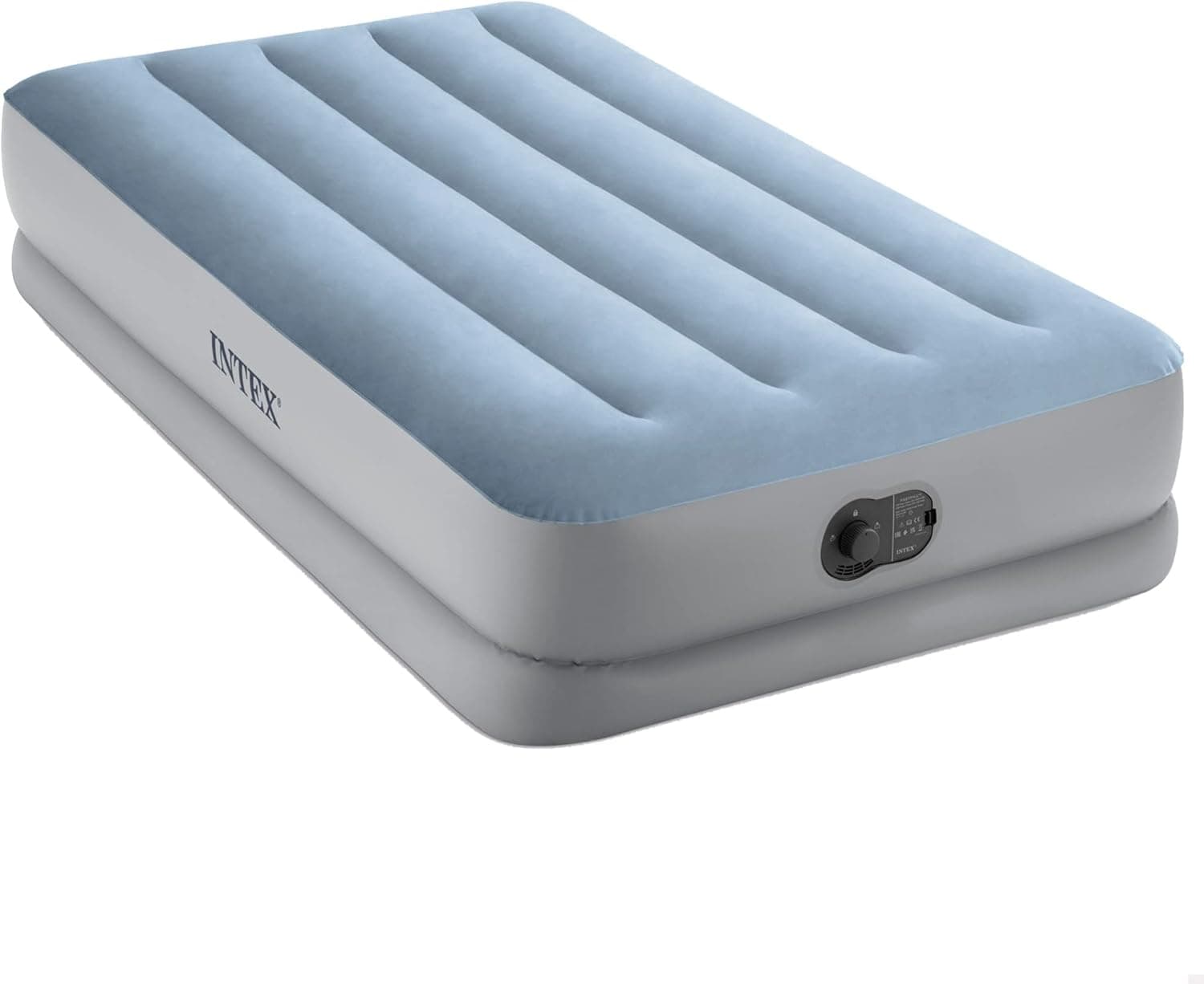 Intex 64157 Colchão insuflável individual, com bomba elétrica USB integrada, é exposto em cerca de 4 minutos, peso máximo 136 kg, material flocado mais PVC laminado, 99 x 191 x 36 cm