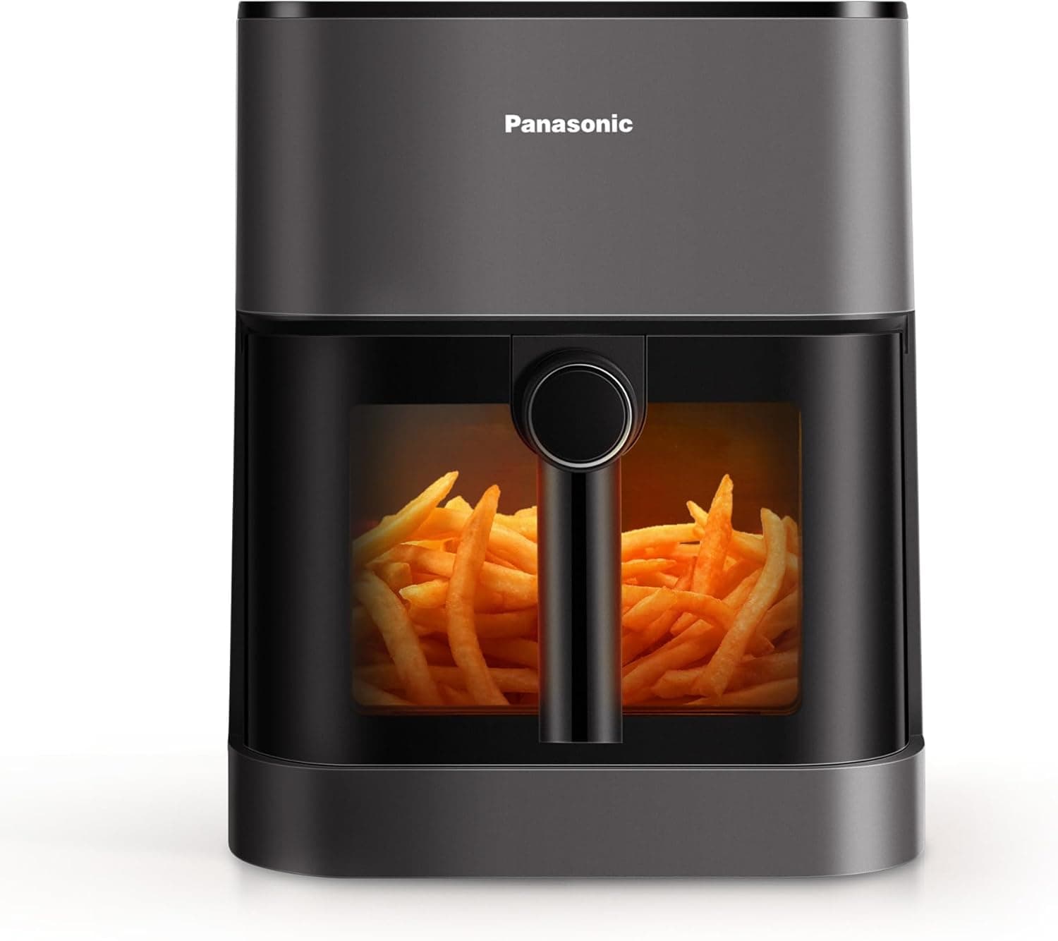 Panasonic NF-CC500SXE Frigideira de ar com janela, 5 L, 80-200 °C, temporizador digital e LCD, vapor suave, 11 predefinições, fácil de limpar, cinzento mate