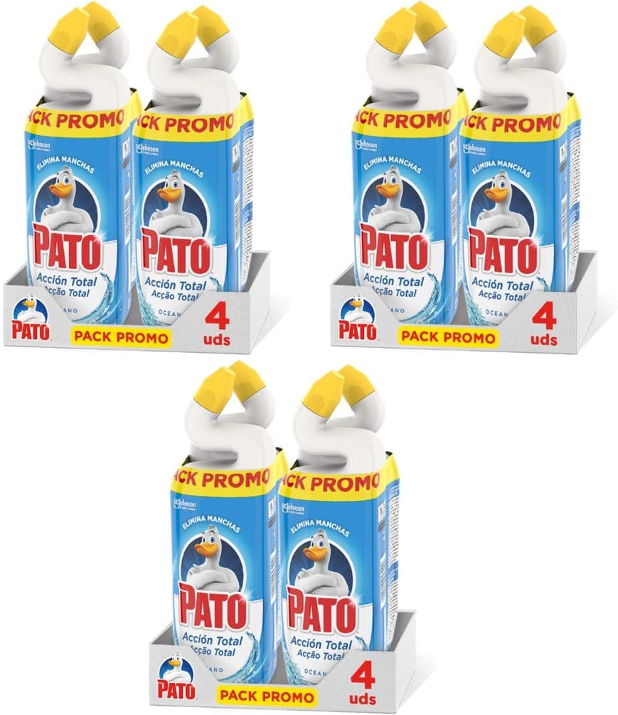 Pato - WC Ação total limpeza para sanita oceano, limpa e perfuma, 750 ml x 12