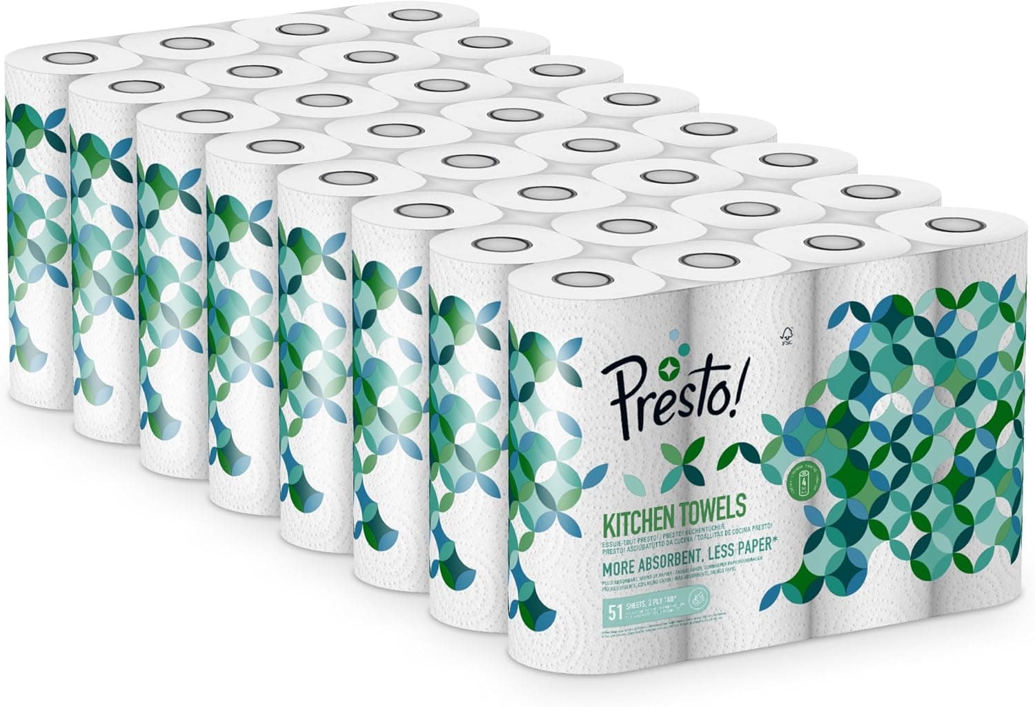 Presto! TAD | Rolo de cozinha extra absorvente, 32 unidades