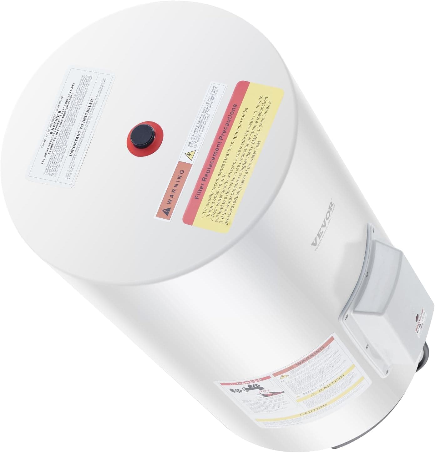 VEVOR Aquecedor de água elétrico 1600 W aquecedor de água instantâneo 70 l com ecrã LED, controlo de botão, conexão lateral à prova de água IPX4, aquecedores a pedido para duche, casa de banho