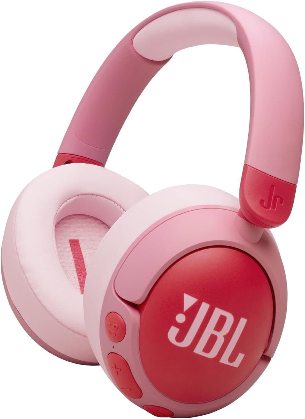 JBL Junior 470 NC, auriculares supra-aurais e sem fios para crianças, Bluetooth, cancelamento ativo de ruído, volume até 85 dB, bateria de 50 hrs , conjunto de autocolantes, design dobrável, rosa