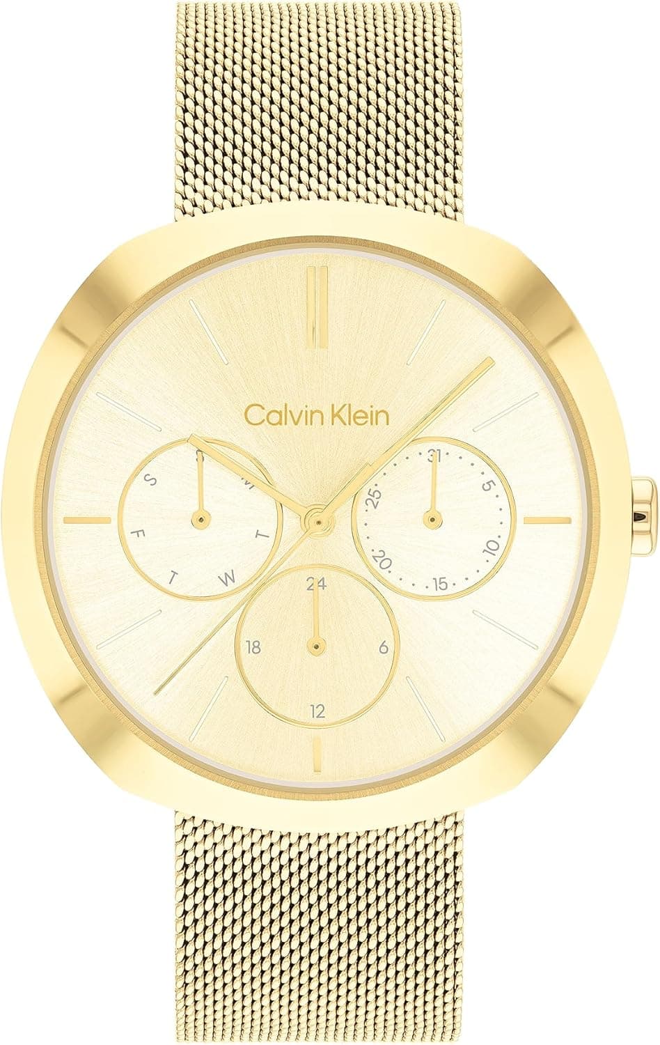 Calvin Klein Relógio analógico de quartzo, multifuncional para mulher, coleção Shape com correia em aço inoxidável