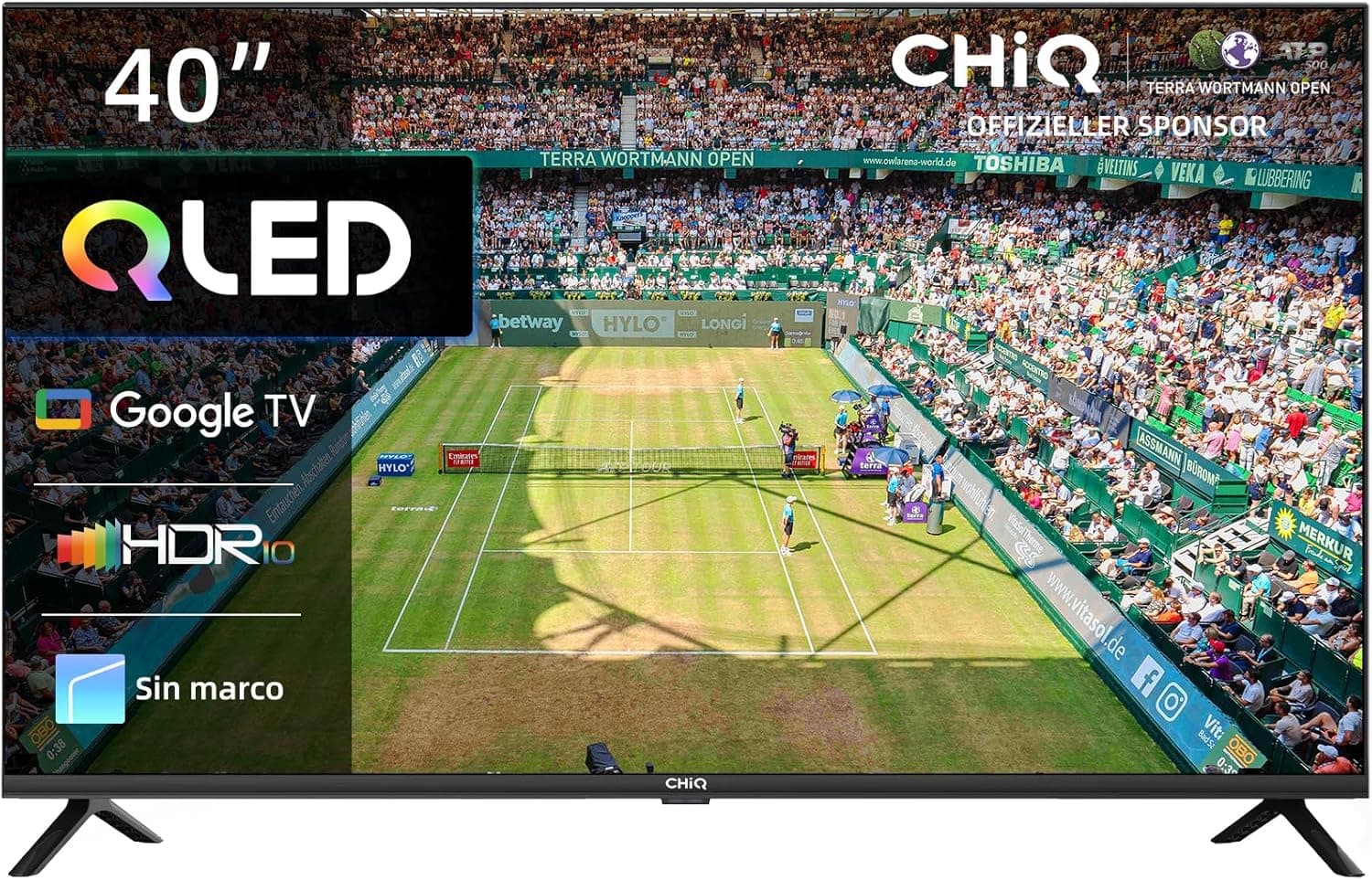 CHiQ L40QG7V TV QLED de 40 polegadas com HDR 10, design sem bordas, Google TV, assistente do Google, Chromecast integrado, HDR 10 e HLG, Wi-Fi de banda dupla (2,4/5 GHz), DBX-TV, 2024