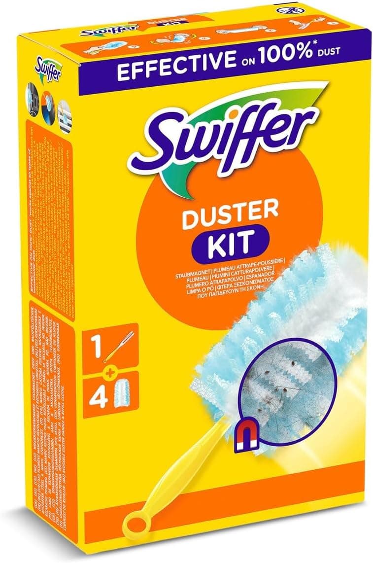 Swiffer O kit de inicialização Duster (1 pega e 4 peças sobressalentes), captura e bloqueia 3 vezes mais pó e pelo em comparação com um espanador tradicional