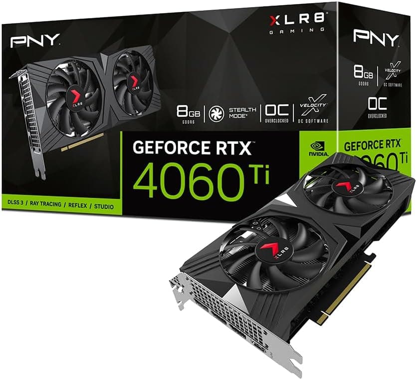PNY GeForce RTX 4060 Ti XLR8 Gaming Verto | Placa gráfica 8GB overclocked com dupla ventoinha e DLSS 3