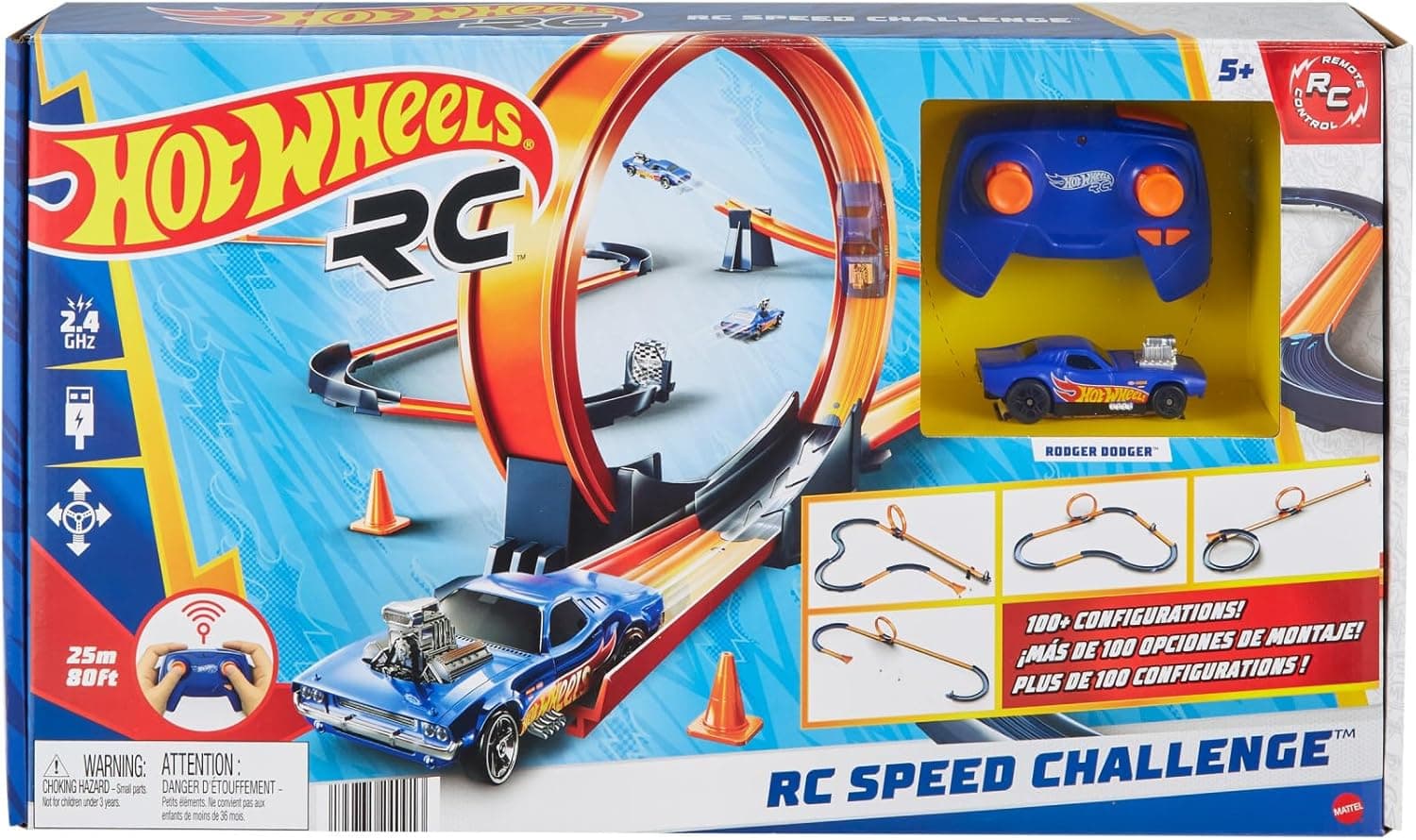 Hot Wheels RC Speed Challenge | Pista de carros com veículo telecomandado e 30 peças para crianças a partir dos 5 anos