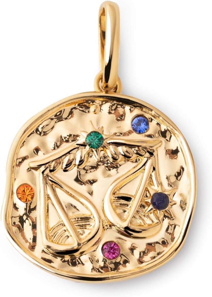 SINGULARU Organic Colors Zodiaco | Charm em latão banhado a ouro 18K signo Balança para combinar com colar