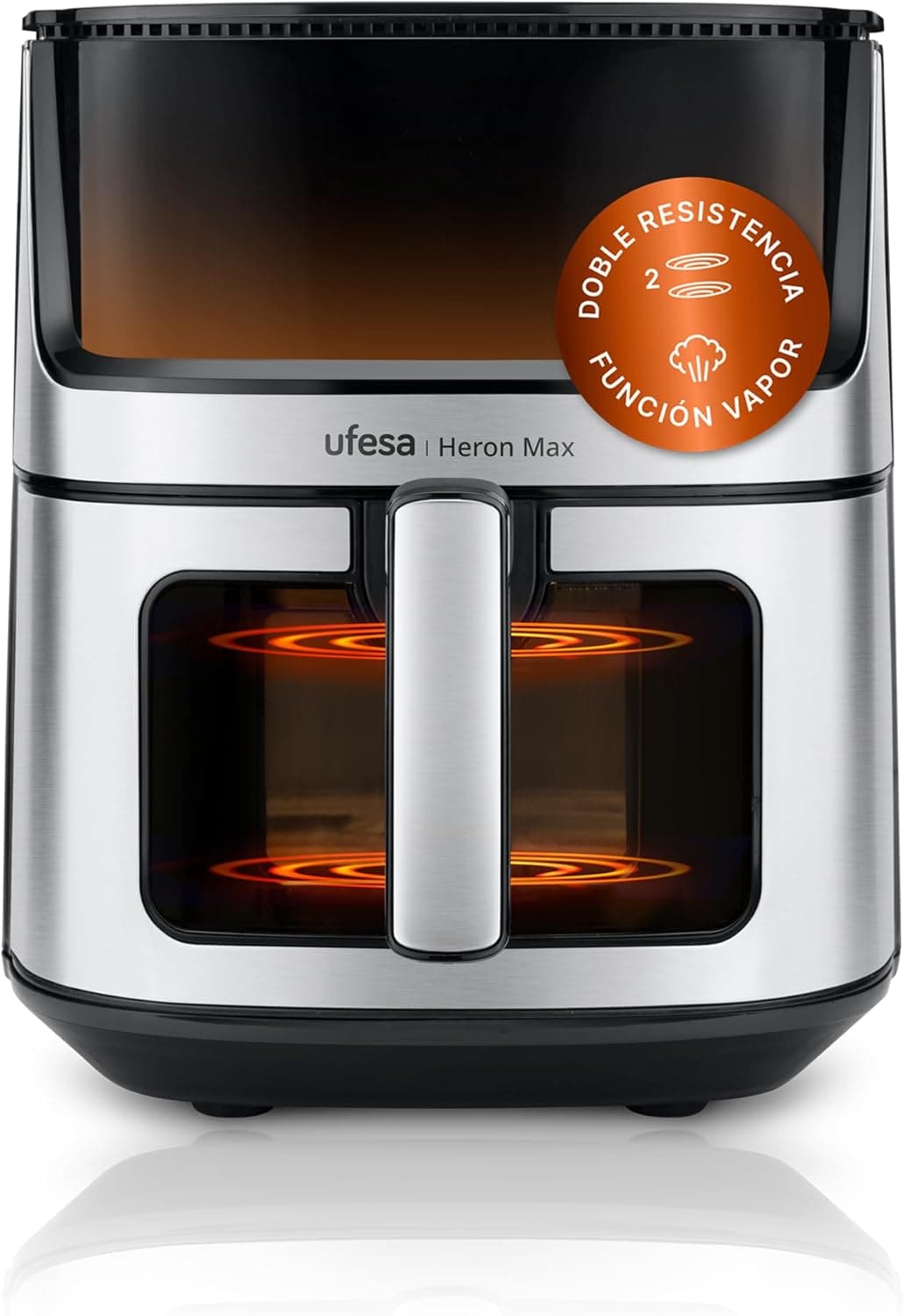 Ufesa Heron Max, Fryer de dupla resistência, função de vapor, fritadeira de ar de 8 litros, tecnologia de ar ultra 360 °C, 2000 W 
