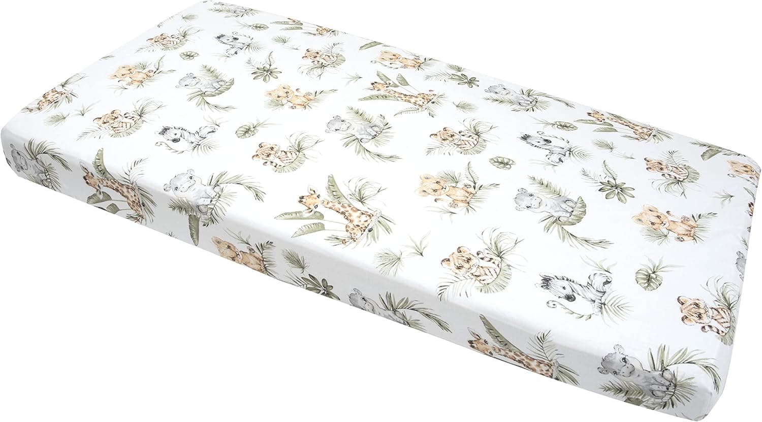 Lençol de baixo ajustável 60 x 120 cm 100% algodão roupa de cama para bebés Medi Partners colchão saco de dormir berço (safari)