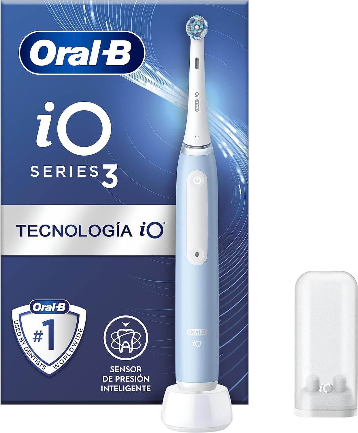 Oral-B iO 3N Escova de dentes elétrica com cabo recarregável, 1 cabeça, desenhada por Braun - azul