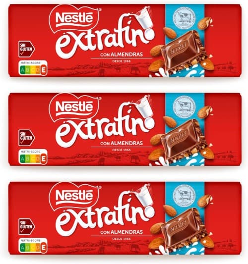 NESTLE Extra Fino Tablet de chocolate com leite e amêndoas 250 g x 3